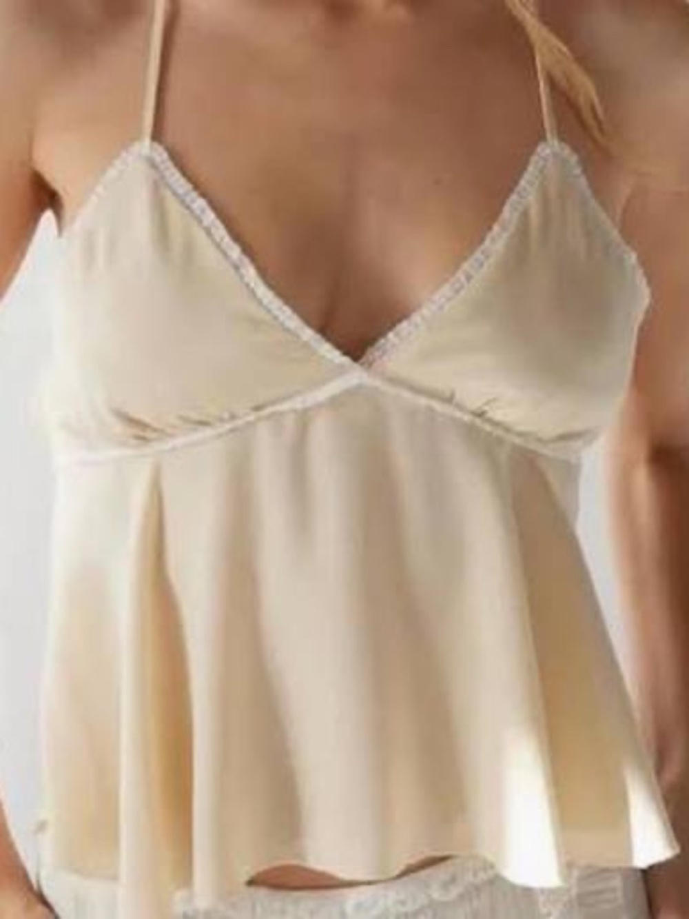 NWT Kimchi Blue Satin Babydoll Cami in Ivory